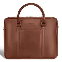 Champs - Onyx Collection Leather Laptop Briefcase - Brown