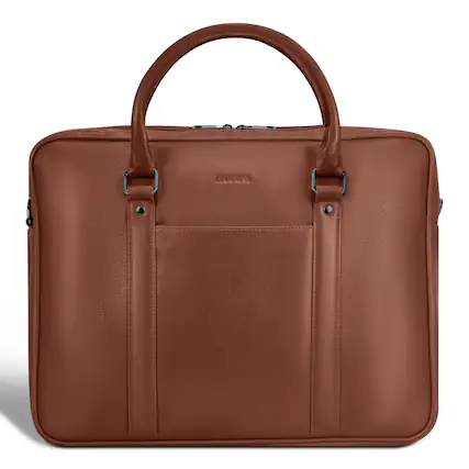 Front. Champs - Onyx Collection Leather Laptop Briefcase - Brown.