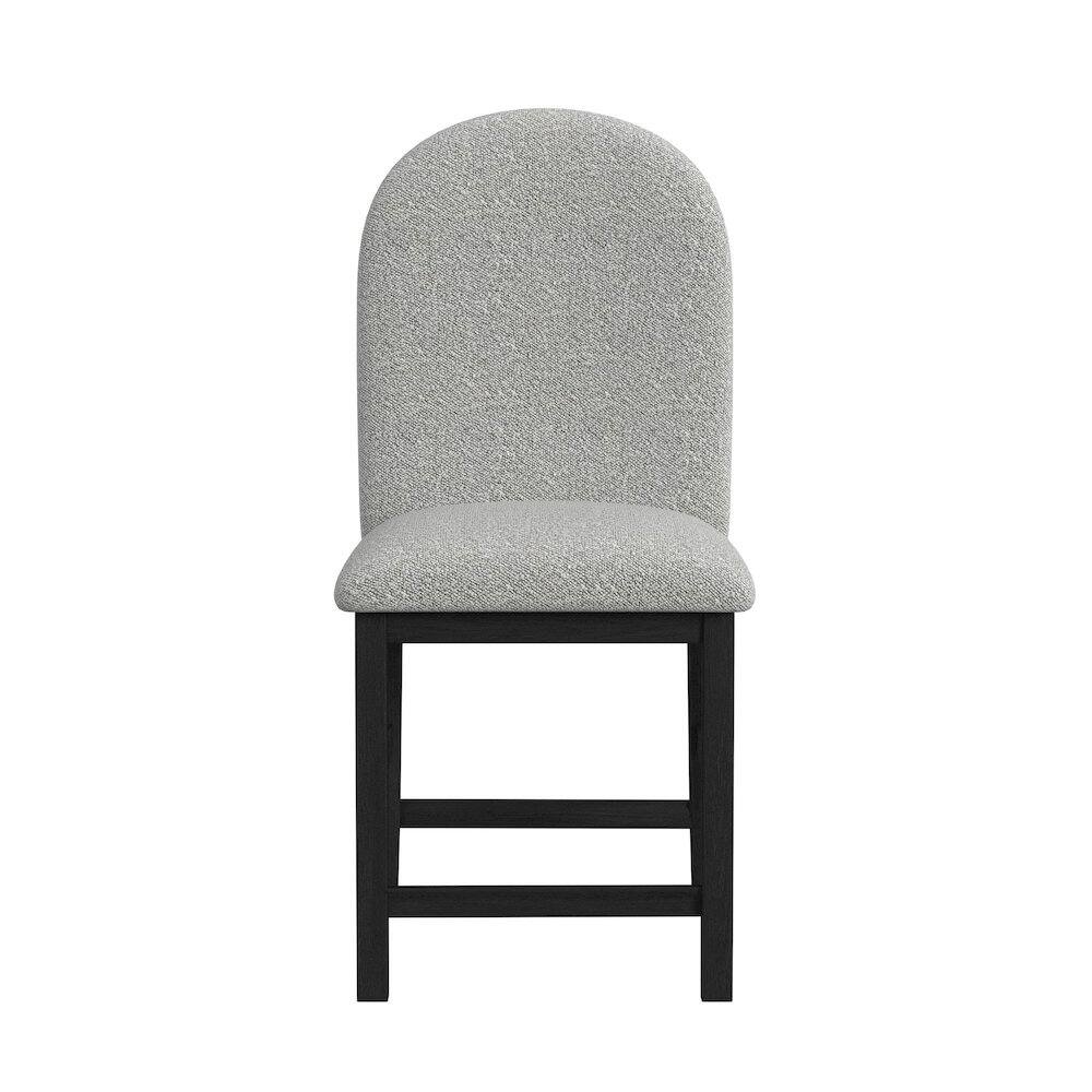 Front. Picket House Furnishings - Canal Round Back Counter Stool with Grey Fabric in Black - Black.