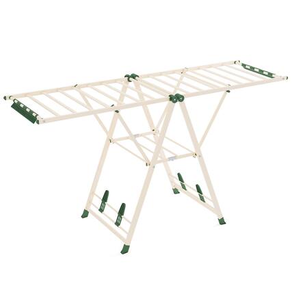 Front. Costway - Costway Foldable Metal Laundry Drying Rack with Height Adjustable Wings, 20 Drying Rails - Beige.