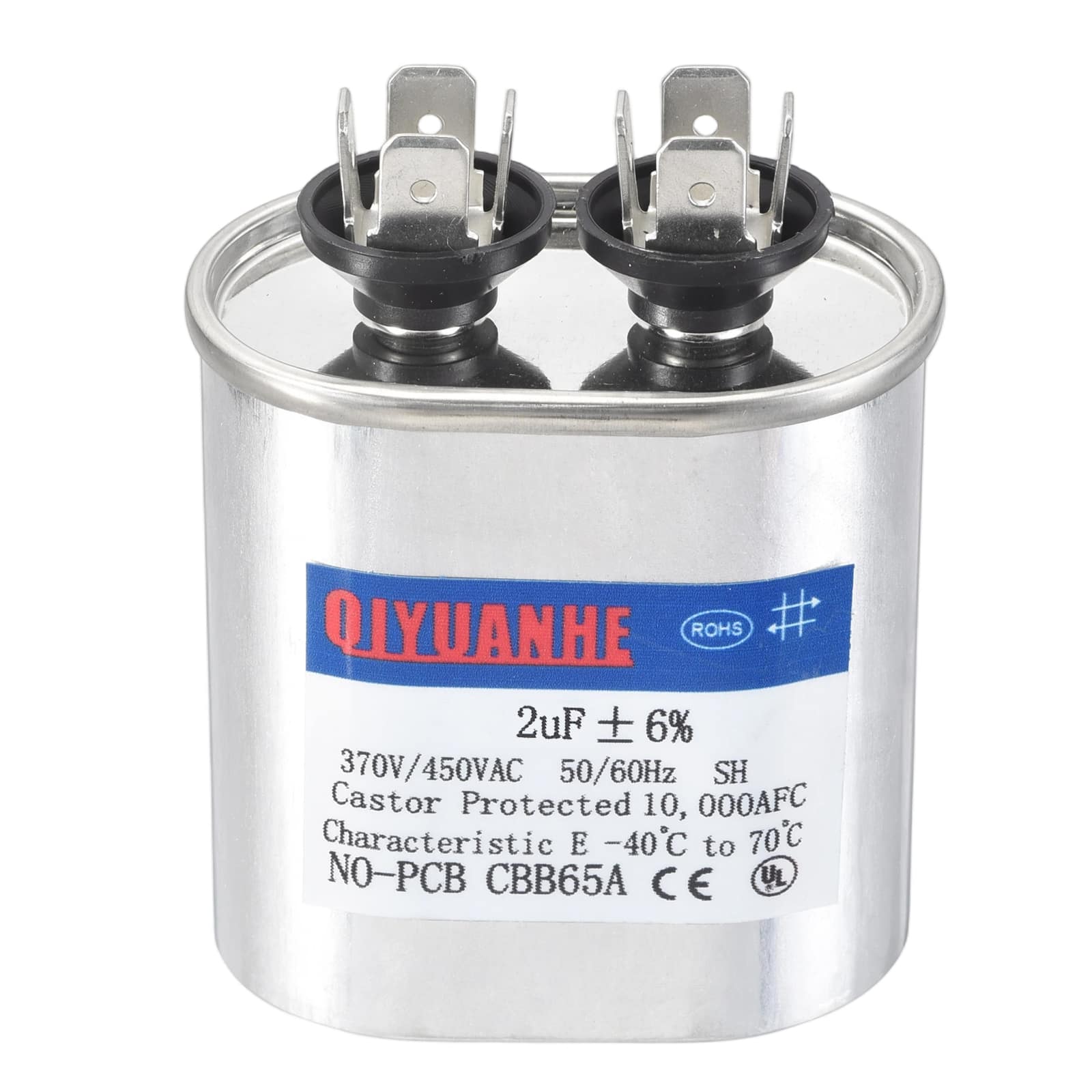 Unique Bargains - CBB65 2uF 370/450V Oval Run Start Capacitor for AC Motor Start HVAC Compressor Generator Air Condenser Heat Pump - Silver price history on PriceWatchPro