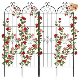 VEVOR - Garden Trellis, 87 x 20 inch Rose Trellis, 4 Packs Garden Flower Rose Trellises with Powder-Coated Finish & Convenient - Black