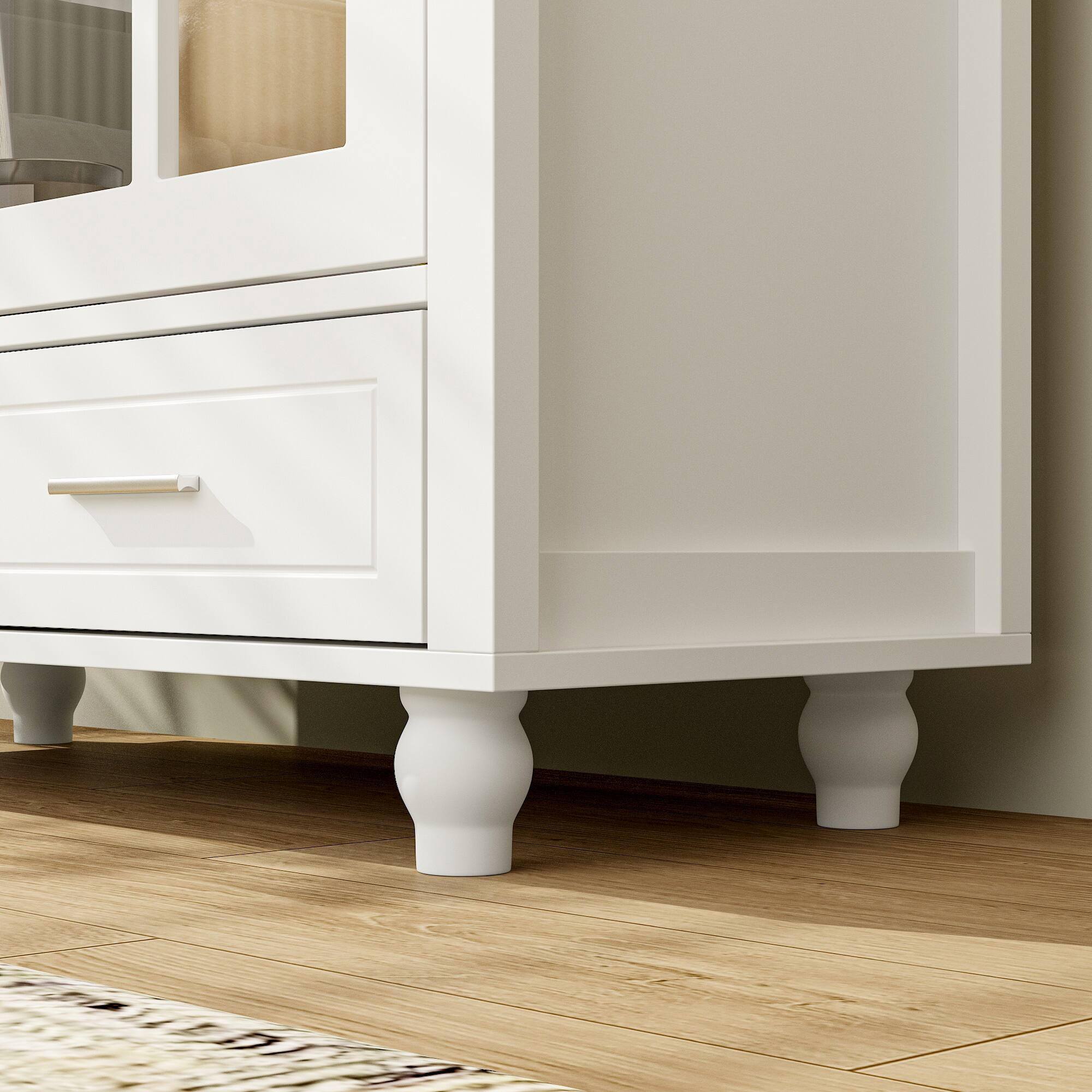 Alt View 7. Famapy - Famapy Grid Glass - Door  Display & Storage Cabinet with Drawer Adjustable Shelf - White.