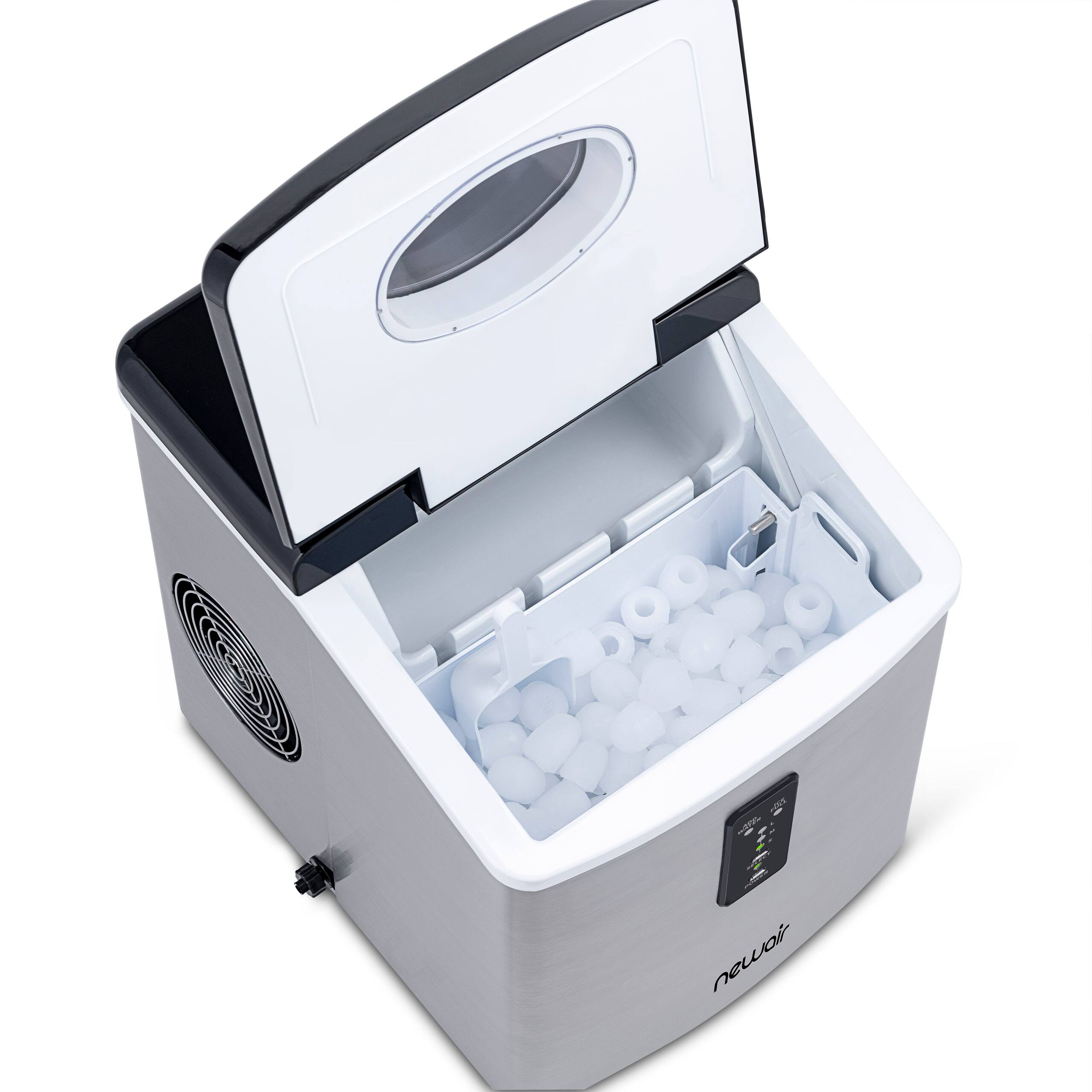 We have a new cooler that is designed to keep things cold for an extended period of time. It is white and silver in color and features a clear lid that allows you to see the contents inside. The cooler is filled with ice and is ready to use.