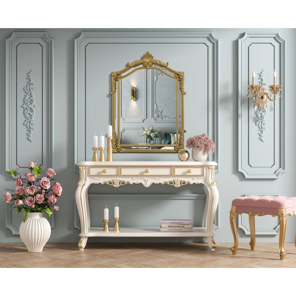 Alt View 4. Elegant Kitchen and Bath - Madeline 31.5X42 Traditional Mirror In Gold Leaf - Gold Leaf.