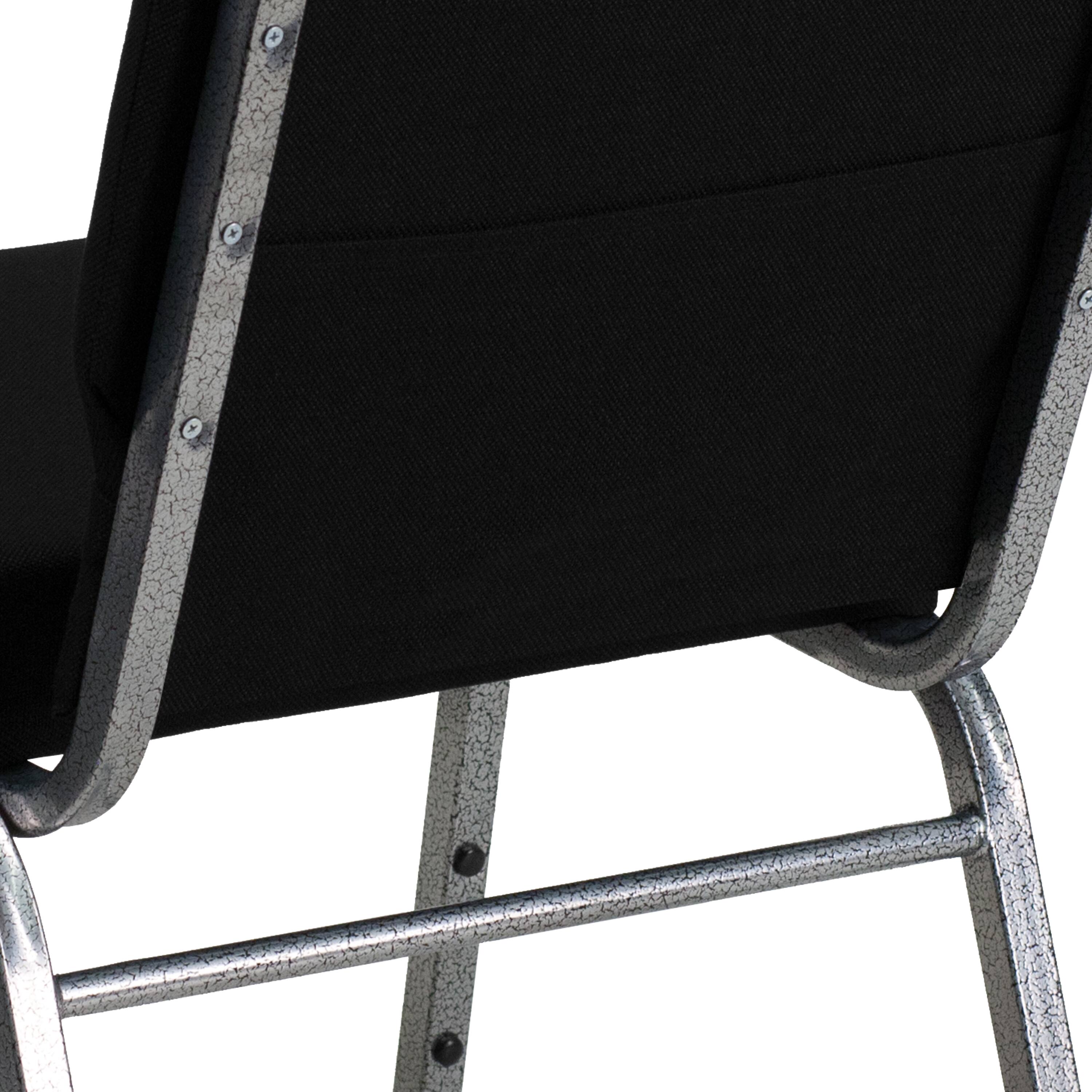 Alt View 8. Emma + Oliver - Stacking Auditorium Chair with 21" Seat - Black Fabric/Silver Vein Frame.