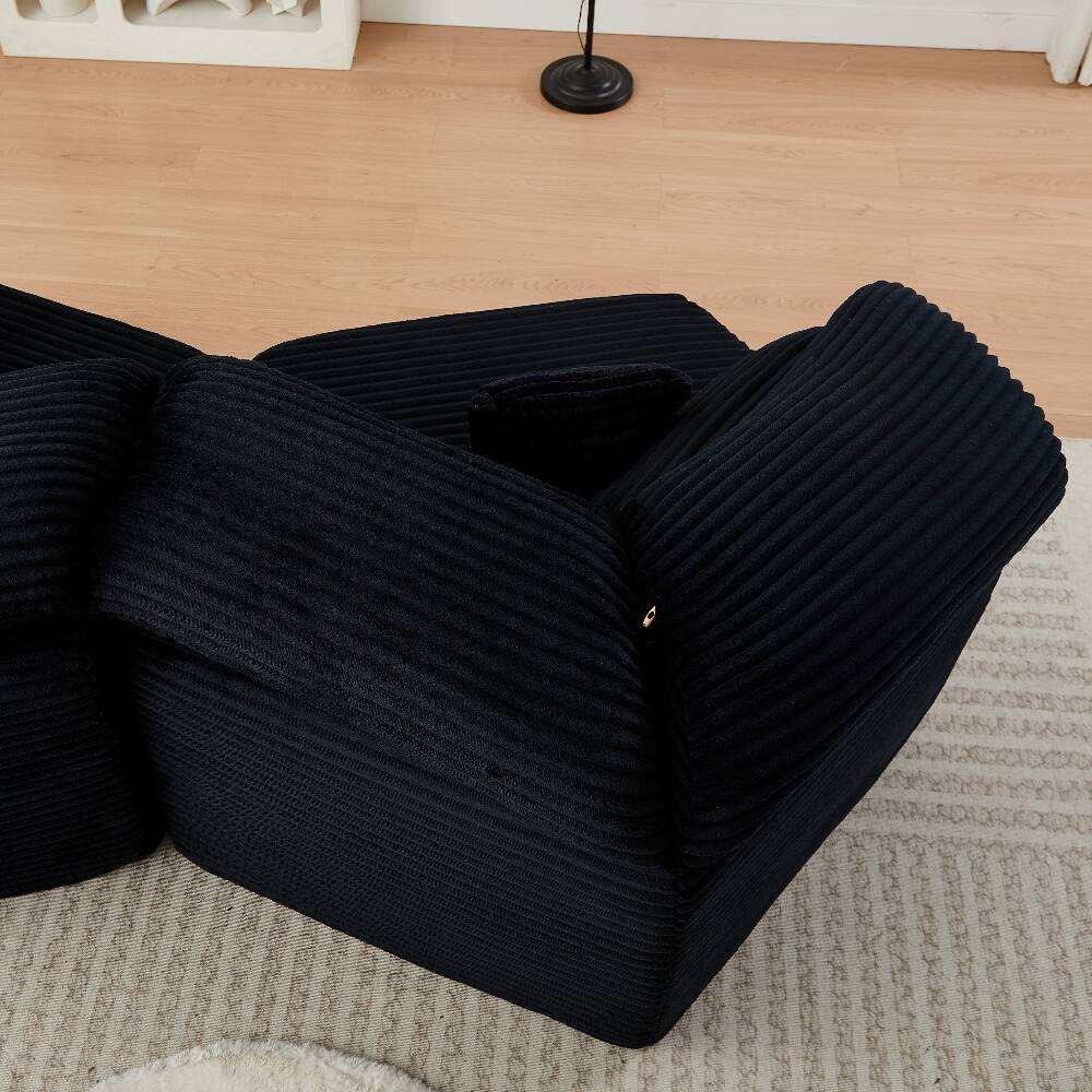 Alt View 9. Loheer - Loheer 53-Inch Modern Modular Sofa Single-Seater Lounge Chair Pentagonal Corduroy Sofa with Enveloping Pillow - Black.