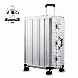 LUGGEX - 28" Zipperless Aluminum-Frame Polycarbonate Luggage with Spring-Loaded Wheels 8010S - Father’s Day Gift - ZX-Core - Silver