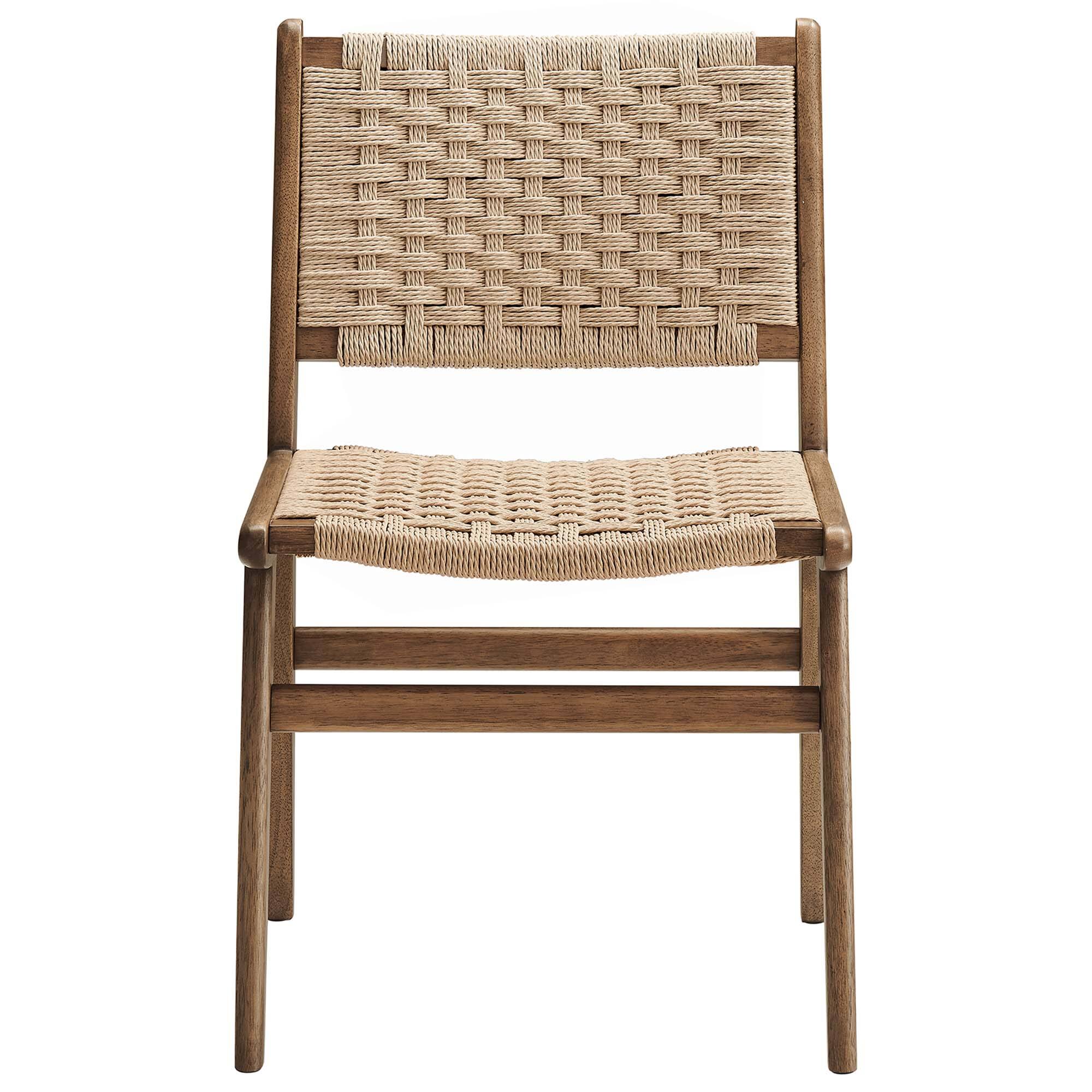 Alt View 6. Modway - Saoirse Woven Rope Wood Dining Side Chair Set of 2 - Brown.