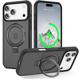 Dteck - for Apple iPhone 17 Pro Max Slim Translucent Matte Case with Magnetic Invisible Stand ,Compatible with Mag Safe - Black