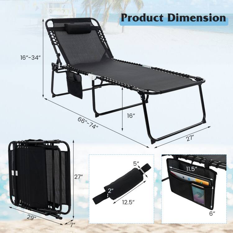 Product Dimension: 16"-34" x 66"-74" x 16"  
Width: 27"  
Height: 27"  
Depth: 5"  
Pocket: 11.5" x 2"  
Folded Size: 29" x 7" x 6"