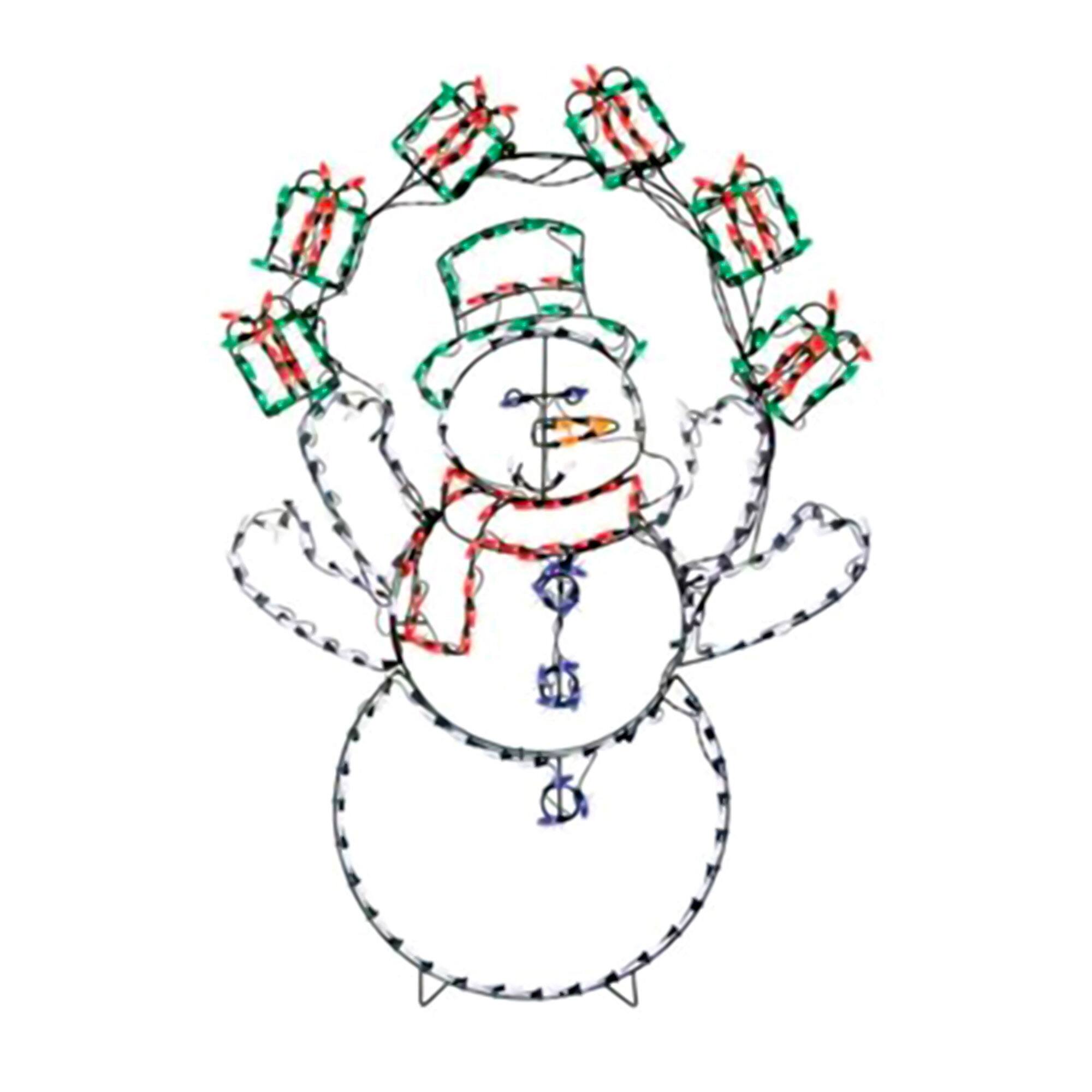 Alt View 2. ProductWorks - ProductWorks Pro Line Animated Christmas Display Set w/ 60" Snowman & 48" Santa - Multicolor.