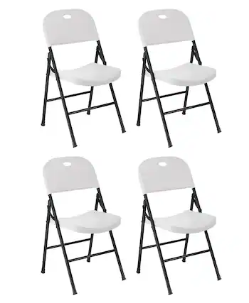 Front. Sugift - 4 Pack Portable Folding Chair Set with Durable Steel Frame - White.