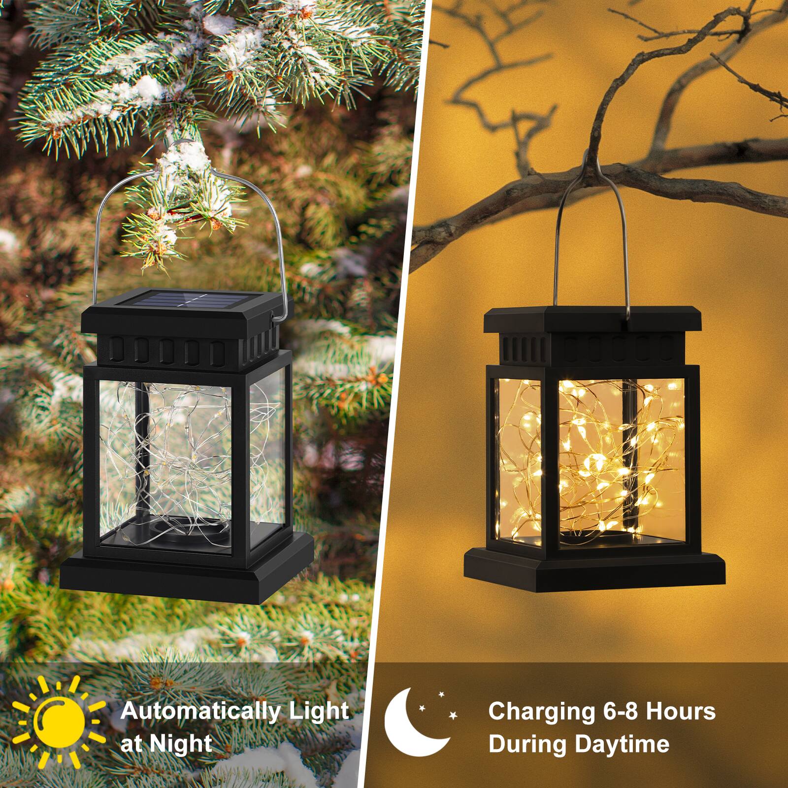 Automatically Light at Night  
Charging 6-8 Hours During Daytime