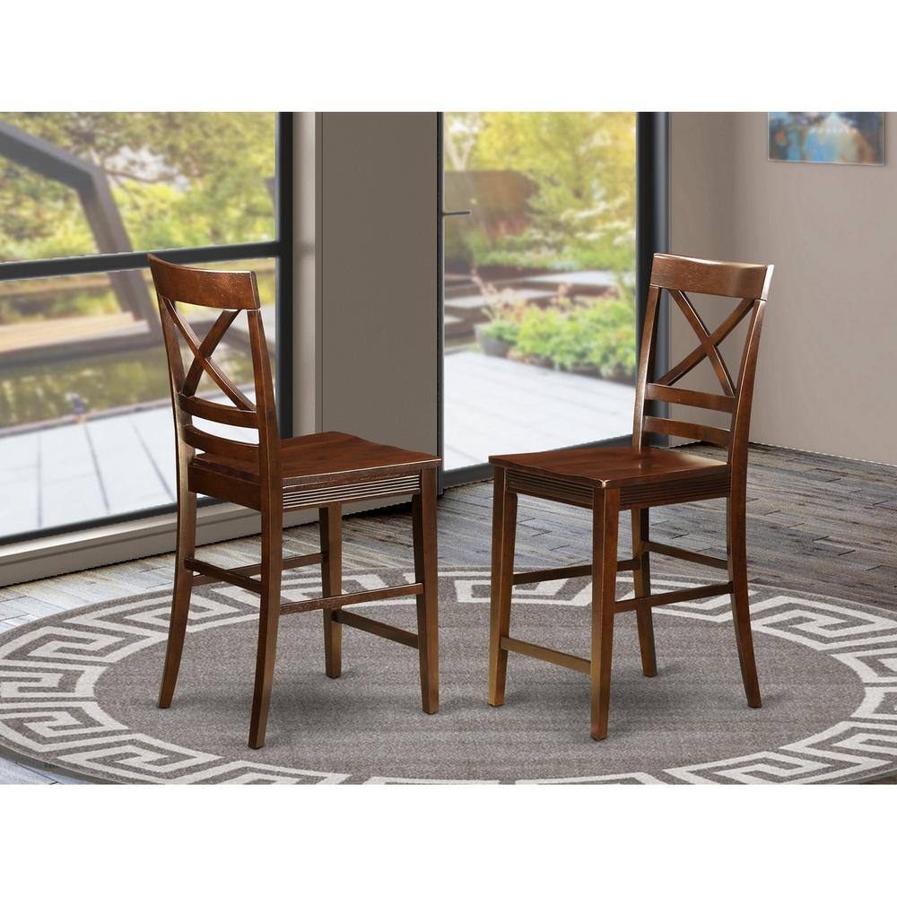 Left. East West Furniture - Quincy Counter Height Stools With X-Back in Mahogany Finish - Mahogany.