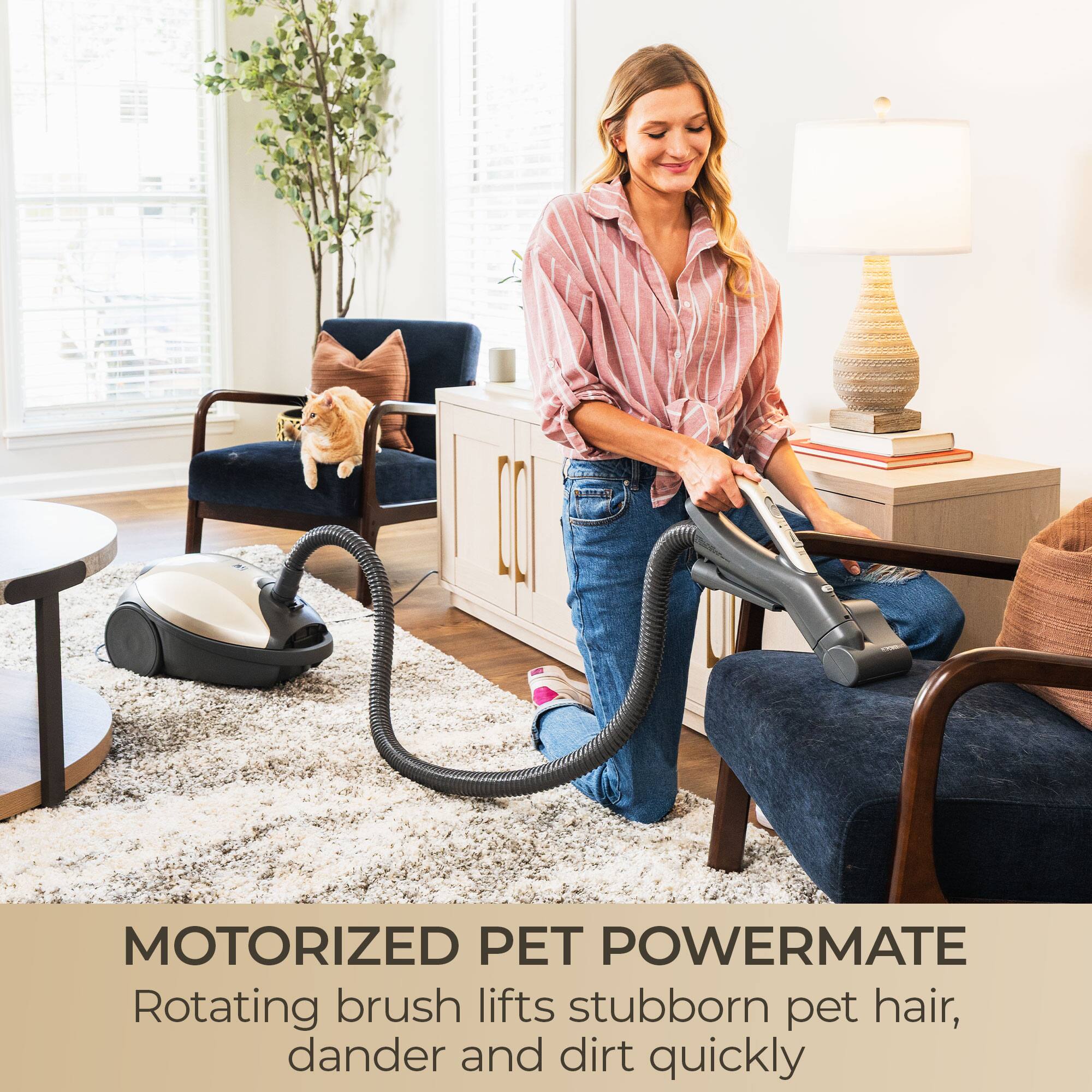 MOTORIZED PET POWERMATE  
Rotating brush lifts stubborn pet hair, dander and dirt quickly