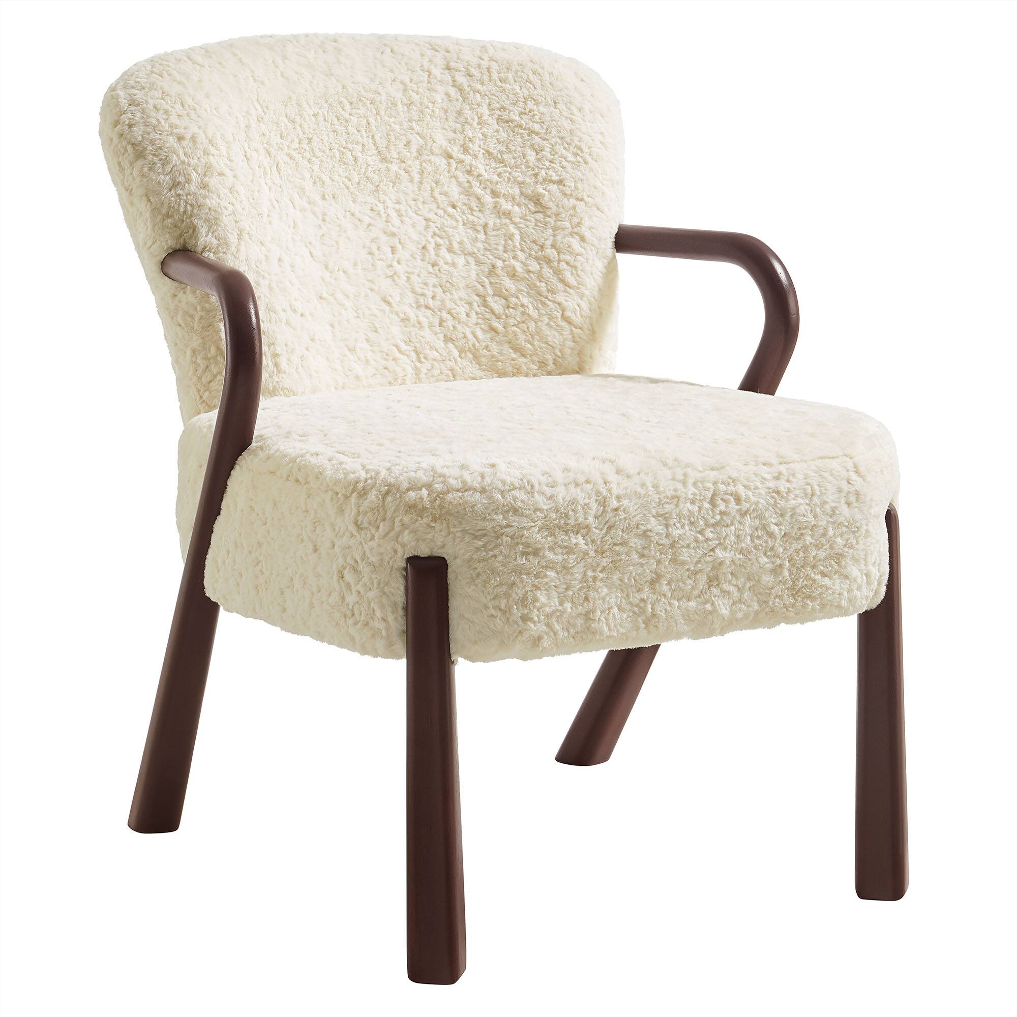 Angle. Modway - Arden Faux Shearling Accent Armchair by Modway - Ecru.