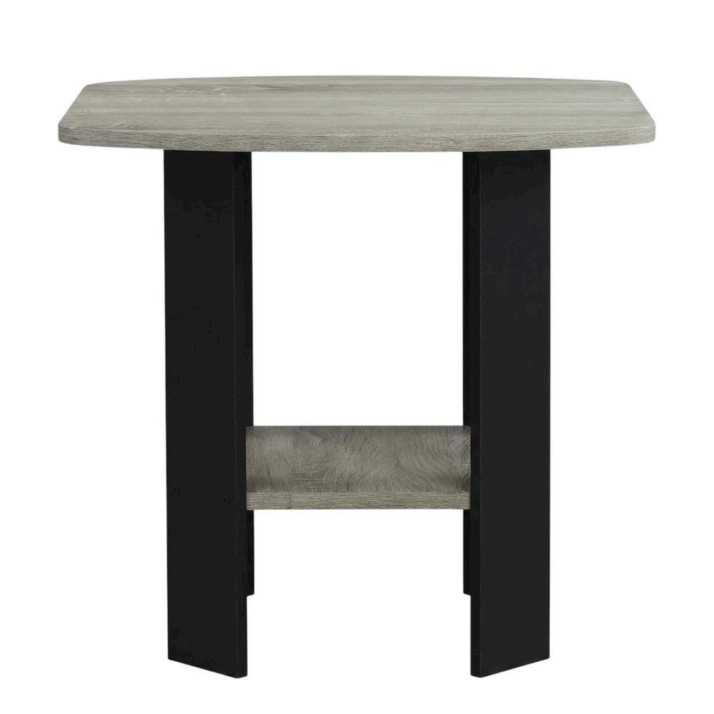 Back. FurniFact - Set of Two Nightstands in Natural Finish with Modern Design - French Oak Grey/Black.