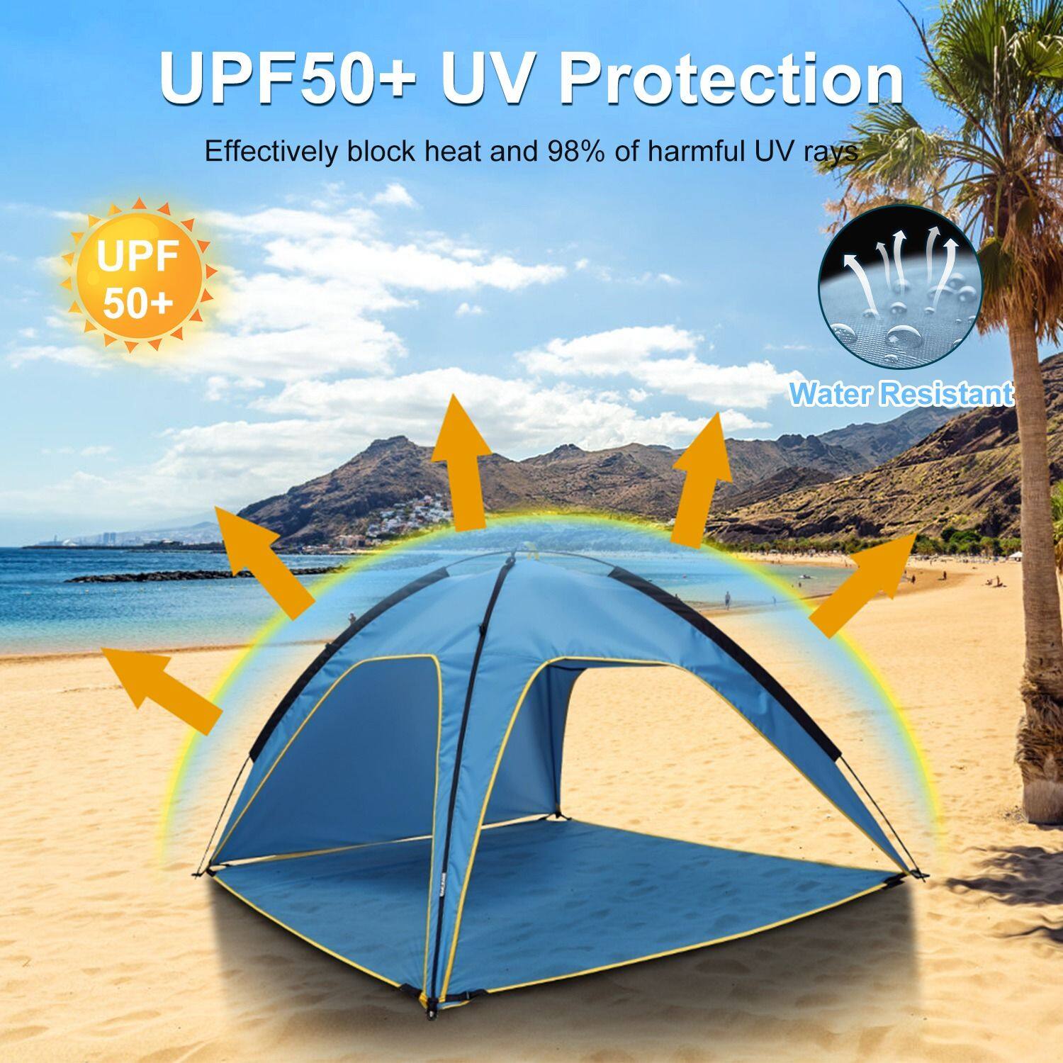 UPF50+ UV Protection  
Effectively block heat and 98% of harmful UV rays  
UPF 50+  
Water Resistant