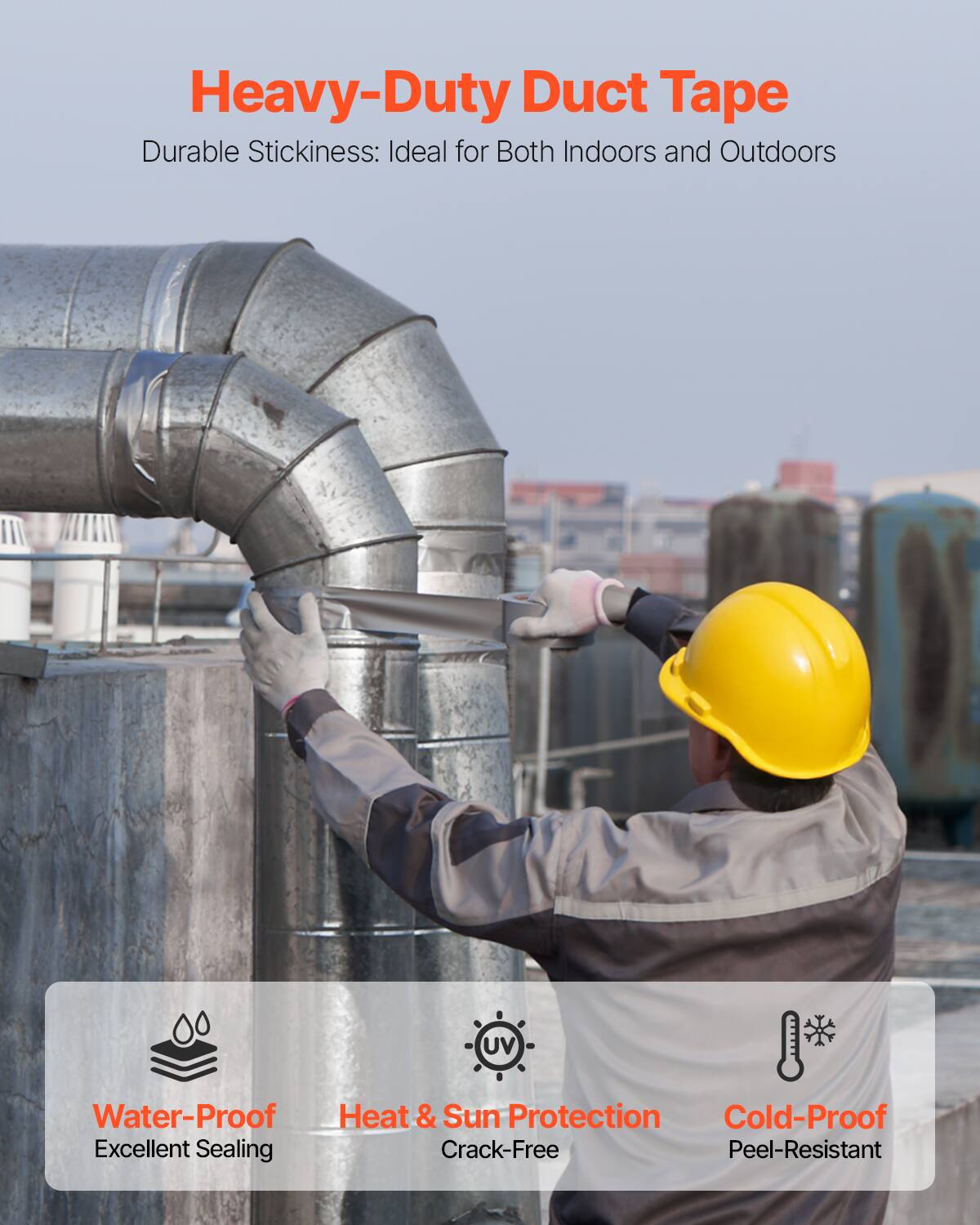 Heavy-Duty Duct Tape  
Durable Stickiness: Ideal for Both Indoors and Outdoors  

- UV Water-Proof  
- Heat & Sun Protection  
- Cold-Proof  
- Excellent Sealing  
- Crack-Free  
- Peel-Resistant