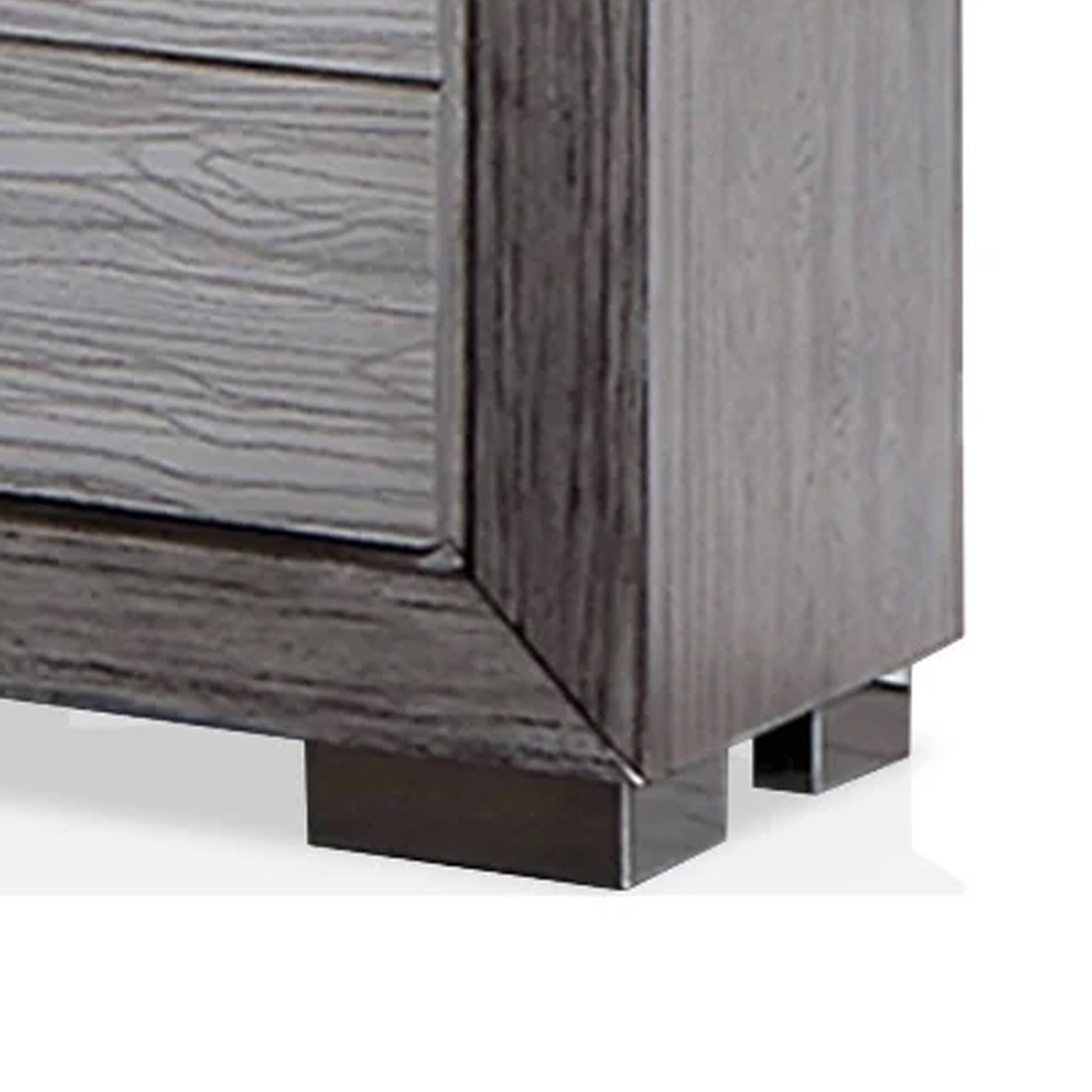 Back. Manhattan Lane - Reno 27 Inch Nightstand, Brushed  Wood, Chrome Bracket Legs, USB Ports - Gray, Silver.