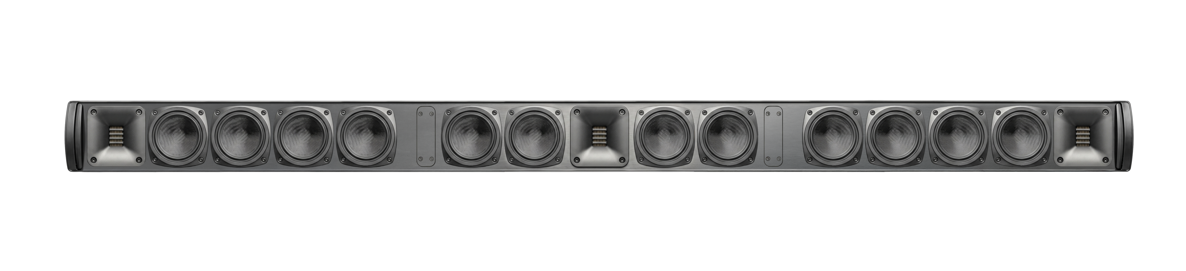 Front. MartinLogan - Discrete Cinema SB85 2.5-Way Passive Soundbar, with Gen2 FMT and Twelve 4" Woofers, Designed to fit 85" TV's and above - Black.