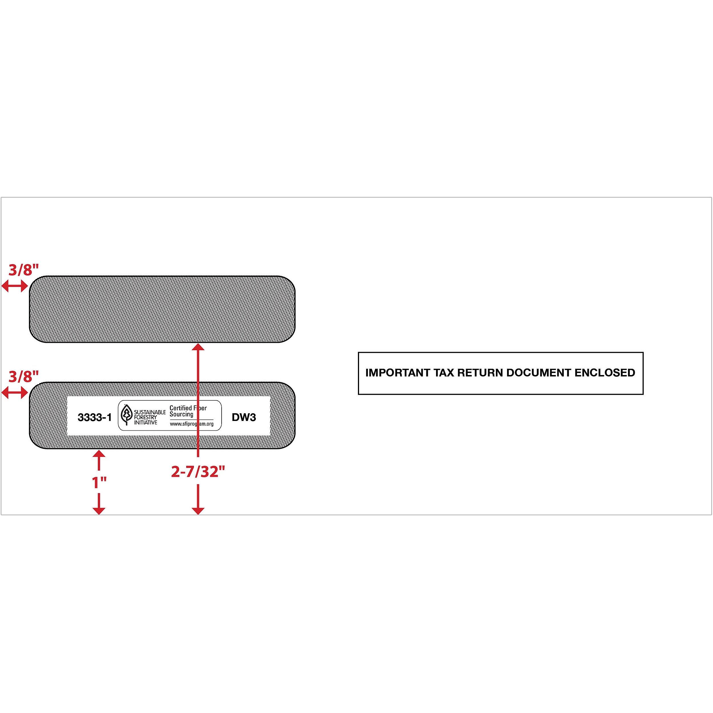 ComplyRight Self Seal Security Tinted Double Window Tax Envelopes, 50 ...