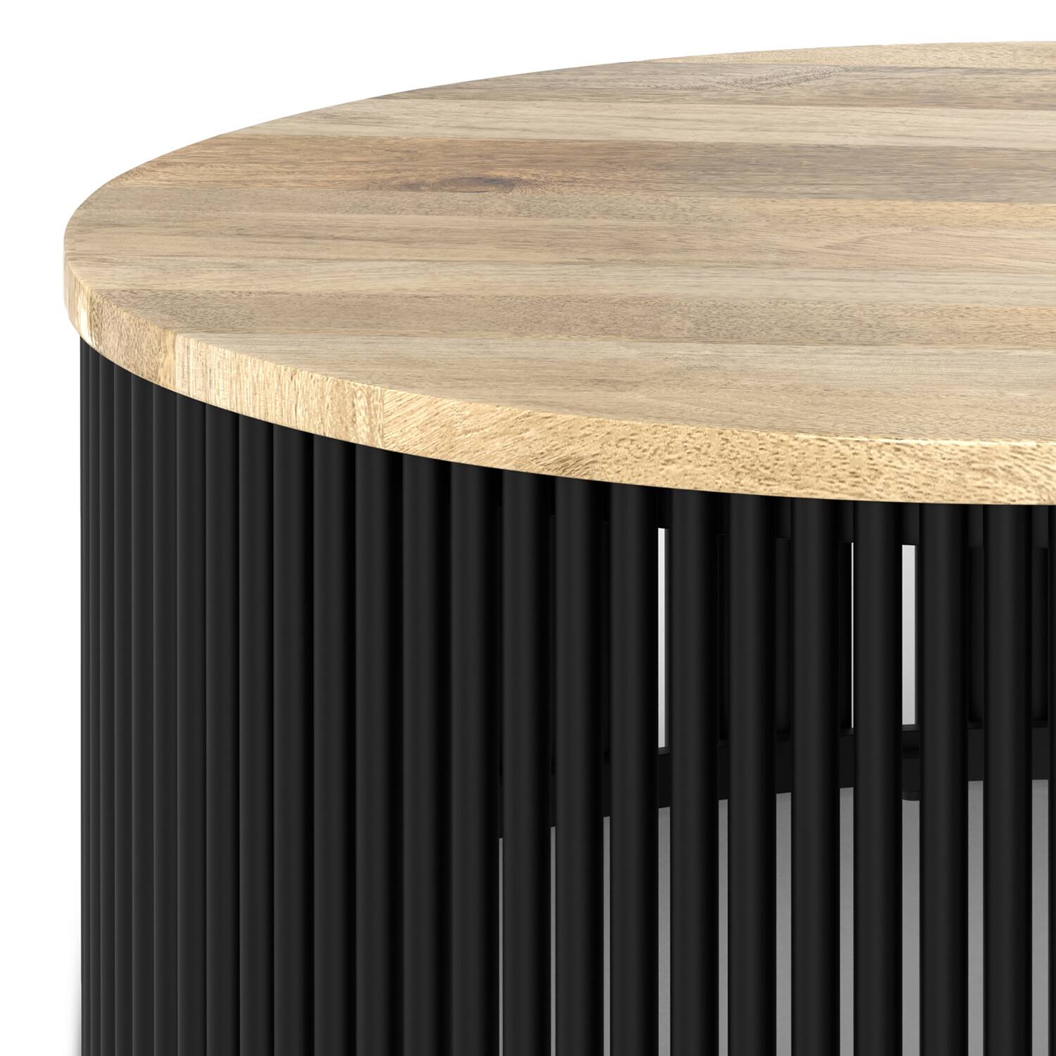 Alt View 5. Simpli Home - Demy  35 inch Wide Round Industrial Contemporary Coffee Table in Natural, Black, Fully Assembled - Natural, Black.