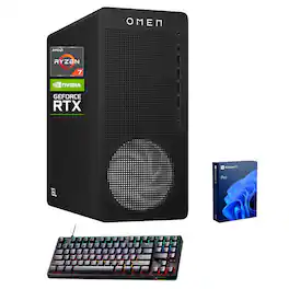 HP - Omen 16L Gaming Desktop - AMD Ryzen 7 8700F - NVIDIA GeForce RTX 5060 - 64GB RAM - 4TB SSD - Thunderobot RGB Keyboard - Black