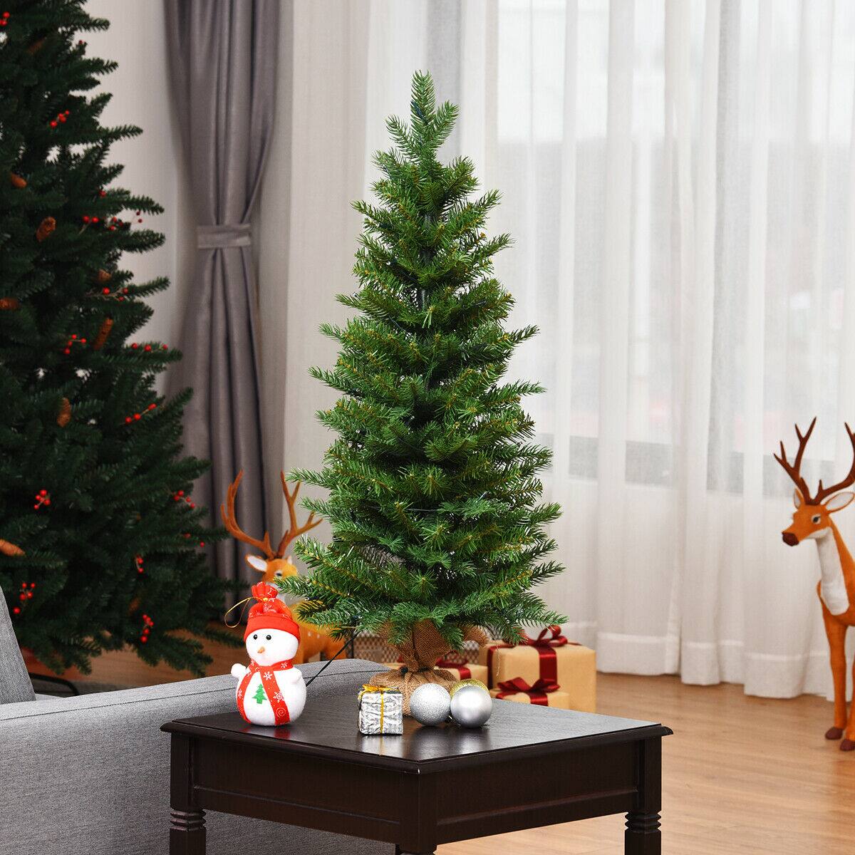 Alt View 3. Ecooso - 3ft Tabletop Artificial Christmas Tree Battery Powered with LED Lights for Portable Decoration - Green.