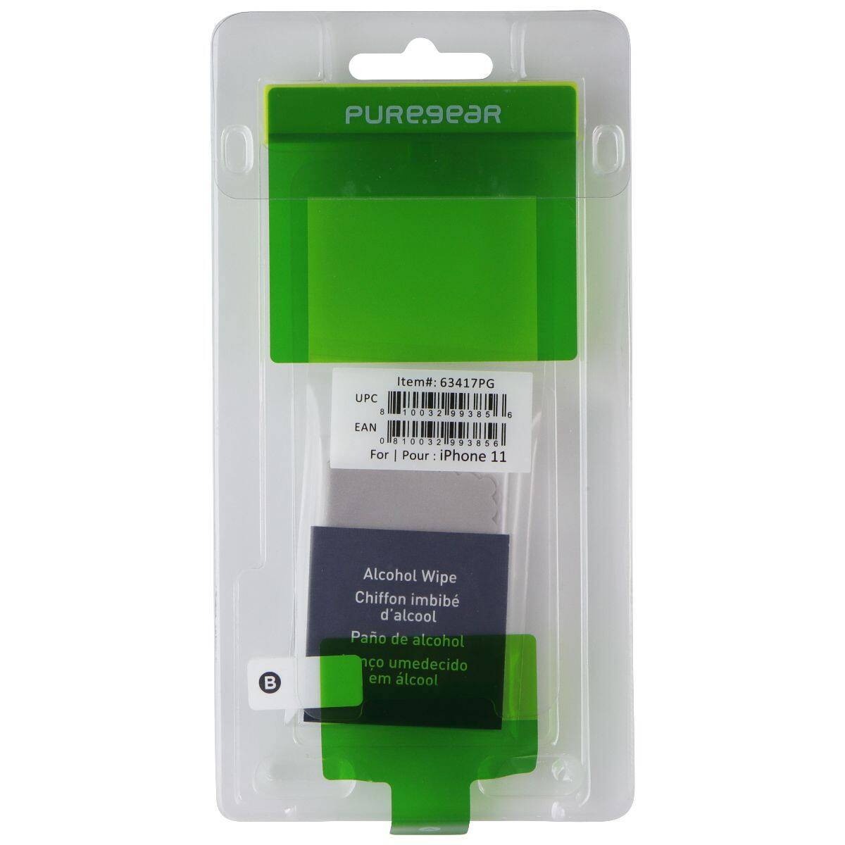 PUREgeaR Item#: 63417PG  
UPC 1 10032 99385 4  
EAN 0 10032 993856  
For | Pour: iPhone 11  
Alcohol Wipe  
Chiffon imbibé d'alcool  
Pano de álcool no umedecido em álcool