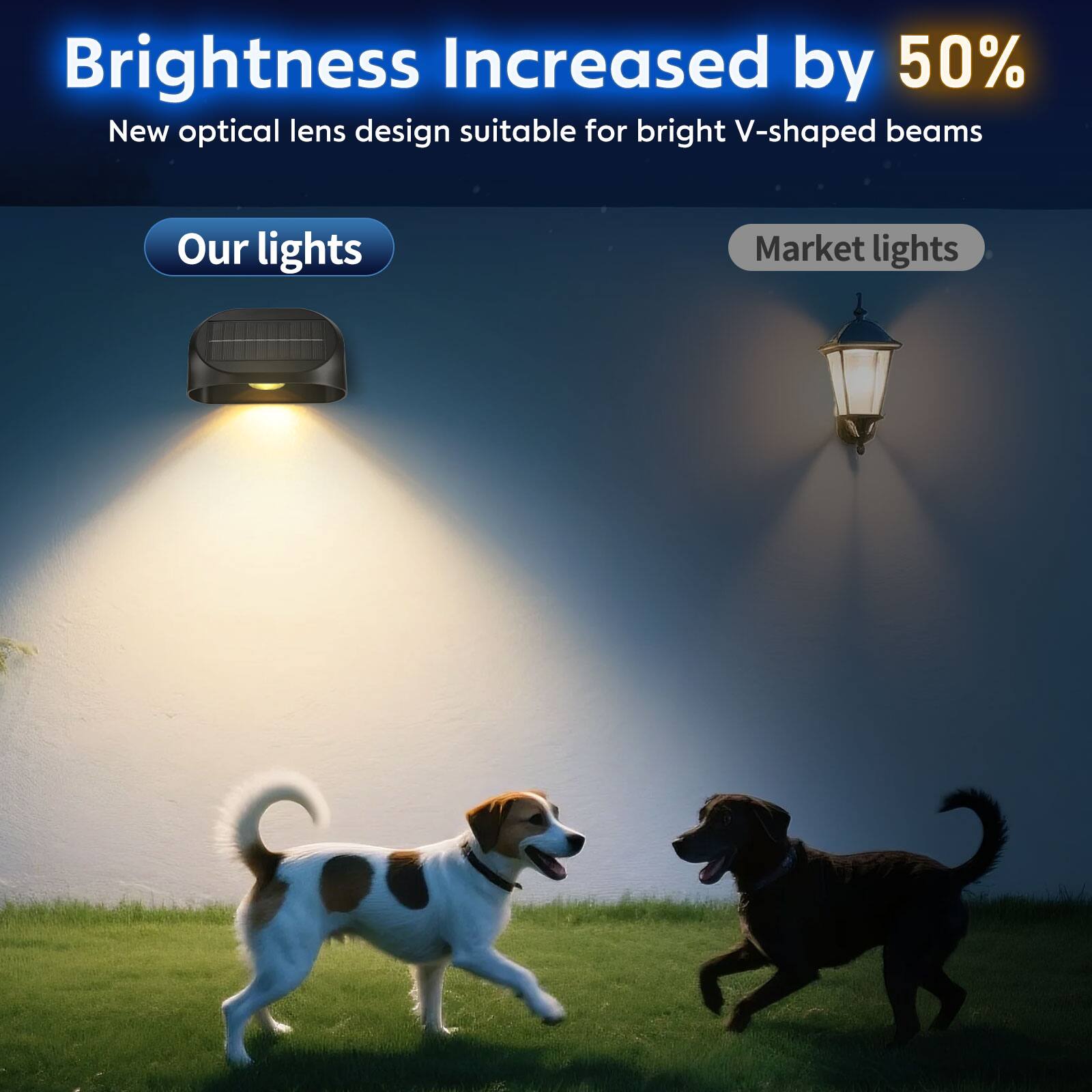 Brightness Increased by 50%  
New optical lens design suitable for bright V-shaped beams  

Our lights  
Market lights