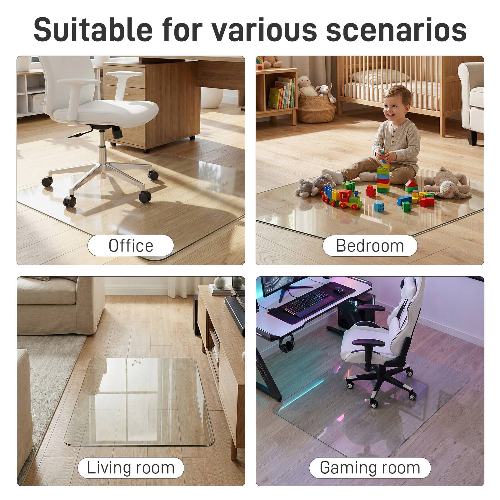 Suitable for various scenarios

- Office
- Bedroom
- Living room
- Gaming room