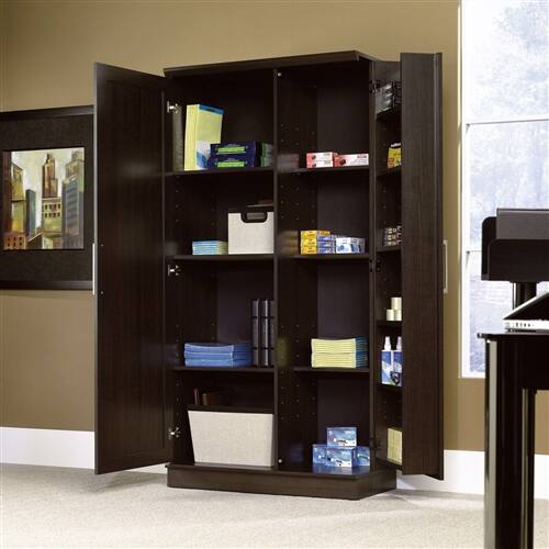 Back. SlickBlue - Multi-Purpose Living Room and Kitchen Storage Cabinet Armoire - Brown.