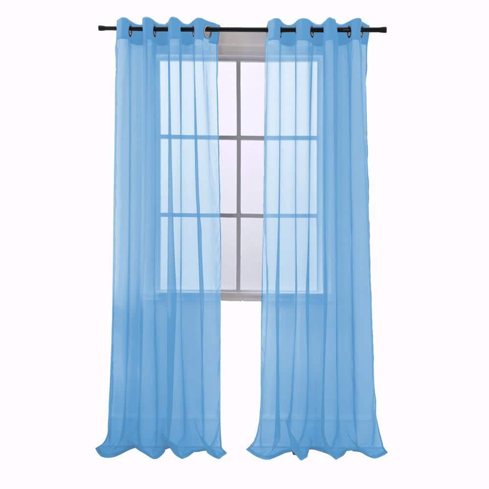 RT Designers Collection - Cara One Sheer Grommet Light Filtering Curtain Panel 54" x 90" - Neon blue