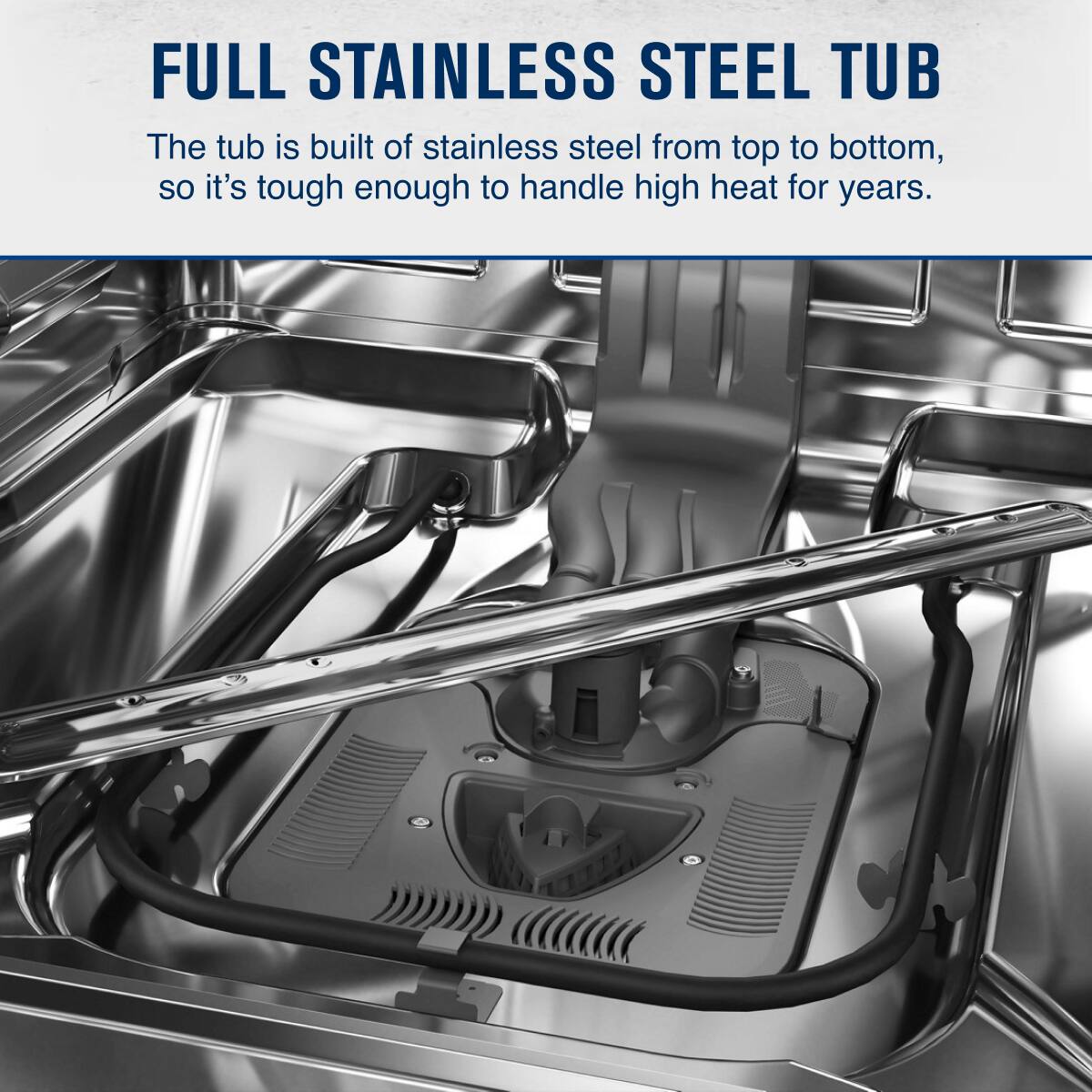 FULL STAINLESS STEEL TUB

The tub is built of stainless steel from top to bottom, so it's tough enough to handle high heat for years.
