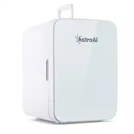 AstroAI - Mini Fridge, 10 Liter/15 Can Compact Skincare Refrigerator for Home Car, AC/DC - White