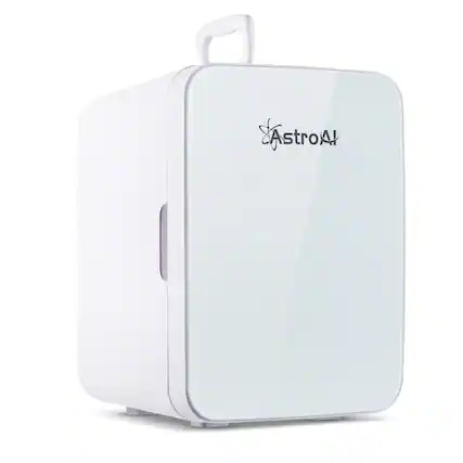 Front. AstroAI - AstroAI Mini Fridge, 10 Liter/15 Can Compact Skincare Refrigerator for Home Car, AC/DC, White - White.