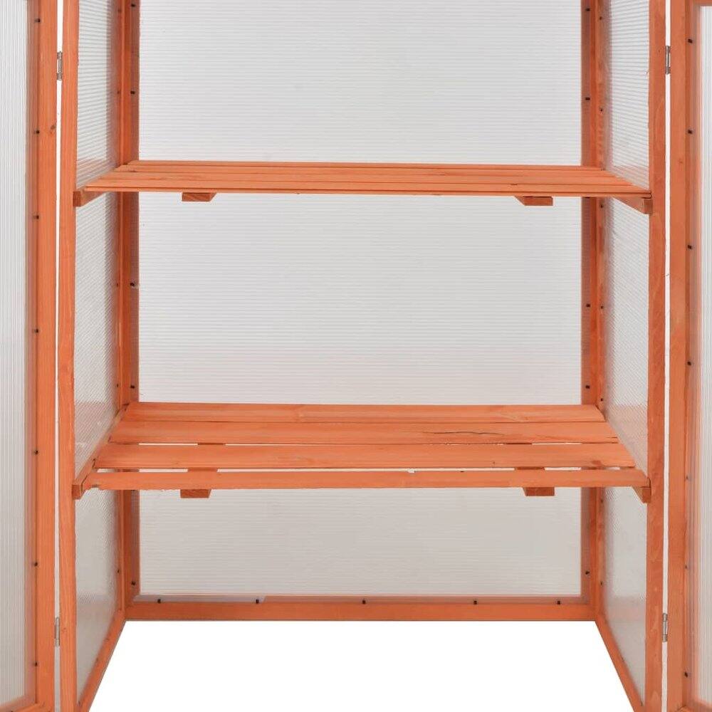 Alt View 5. vidaXL - vidaXL Greenhouse Wooden Wood and Polycarbonate board - Brown.