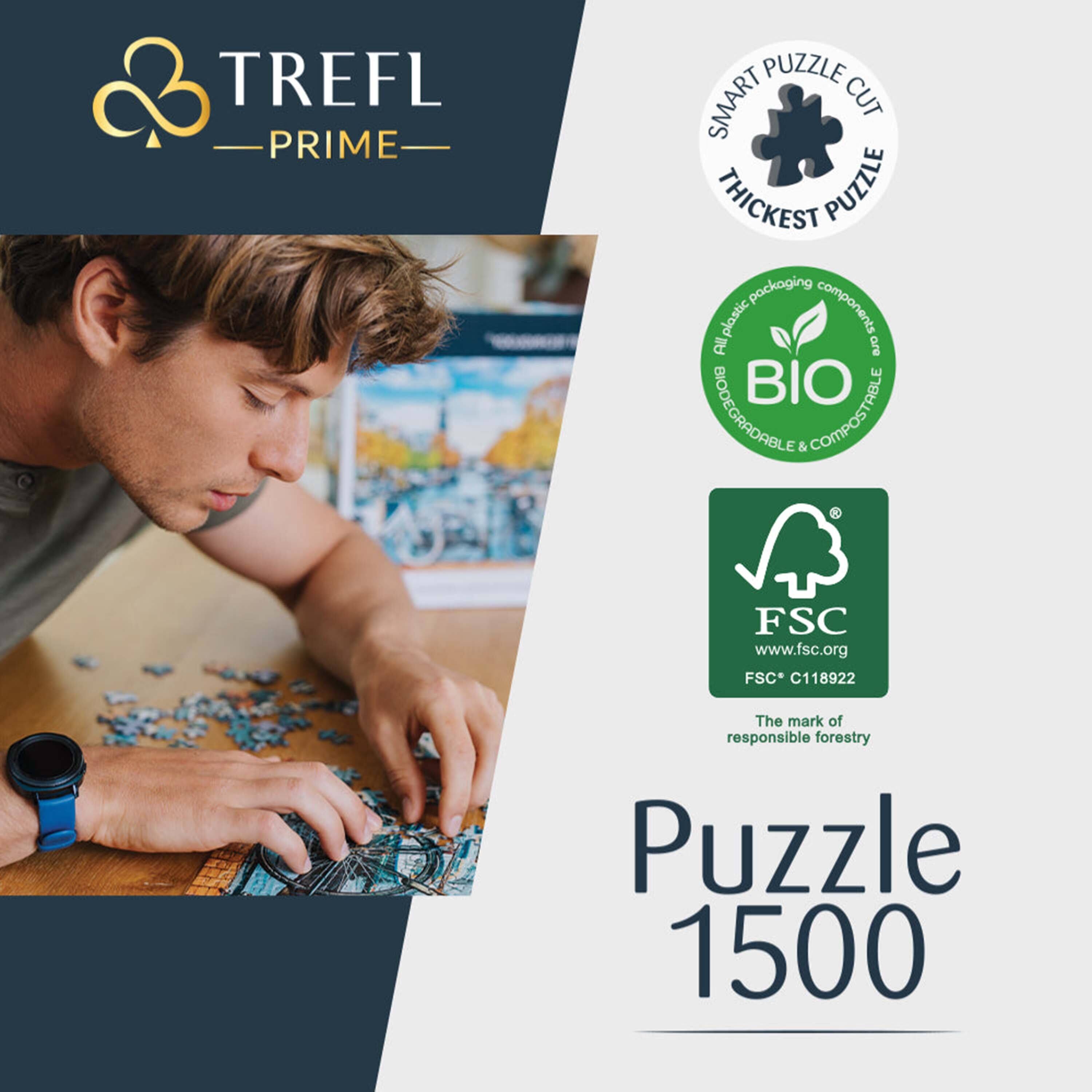 TREFL PRIME  
SMART PUZZLE CUT  
THICKEST PUZZLE  

All packaging components are BIO BIODEGRADABLE & COMPOSTABLE  

FSC  
www.fsc.org  
FSC* C118922  
The mark of responsible forestry  

Puzzle 1500