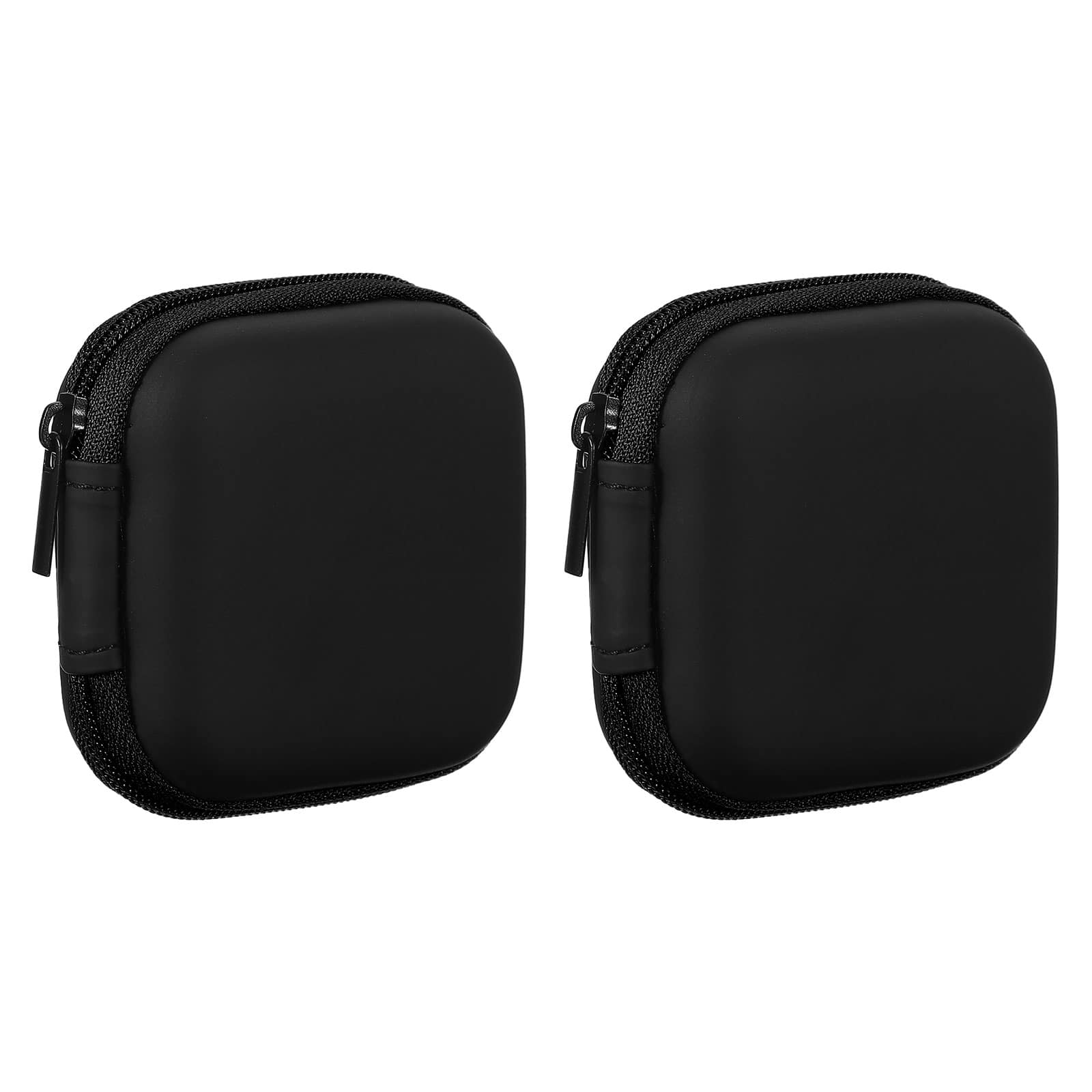 Unique Bargains - 2pcs Earphone Case, 2.95x2.95x1.38in, Portable Earbud Carrying Case Storage Bag for In-Ear Headphones - Black