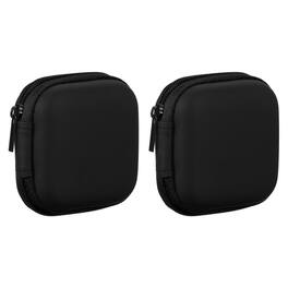Unique Bargains - 2pcs Earphone Case, 2.95x2.95x1.38in, Portable Earbud Carrying Case Storage Bag for In-Ear Headphones - Black