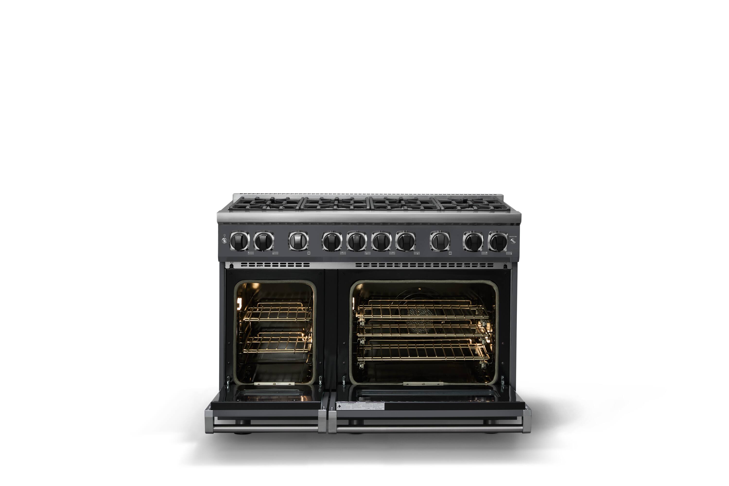 Alt View 2. Viking - 48"W. 7.3 Cu. Ft. Freestanding Sealed 8 Burner LP Gas Range - Cast Black - Cast Black.