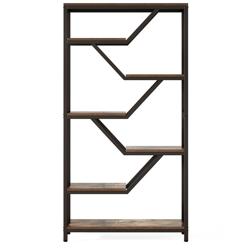 Kadyn - Bookshelf, Storage Shelf, Bookcase,72" Bookshelf, 6-Tier Bookcase Etagere Open Storage Organizer - Rustic Brown