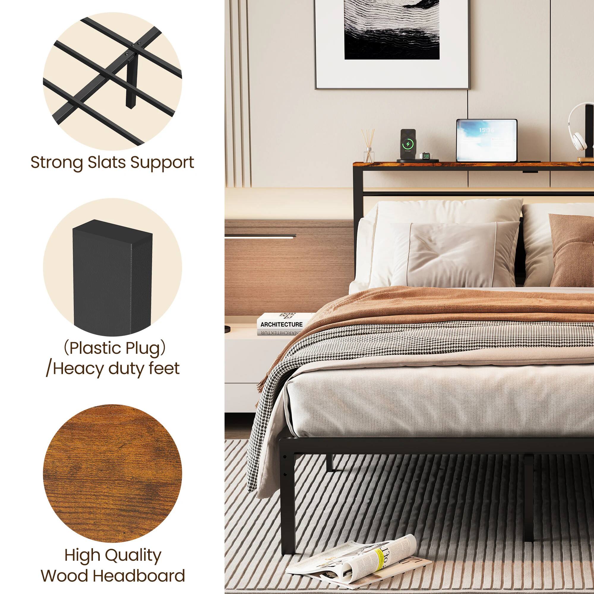 15:30 Strong Slats Support (Plastic Plug) / Heavy duty feet ARCHITECTURE IPTNR E SUNA High Quality Wood Headboard