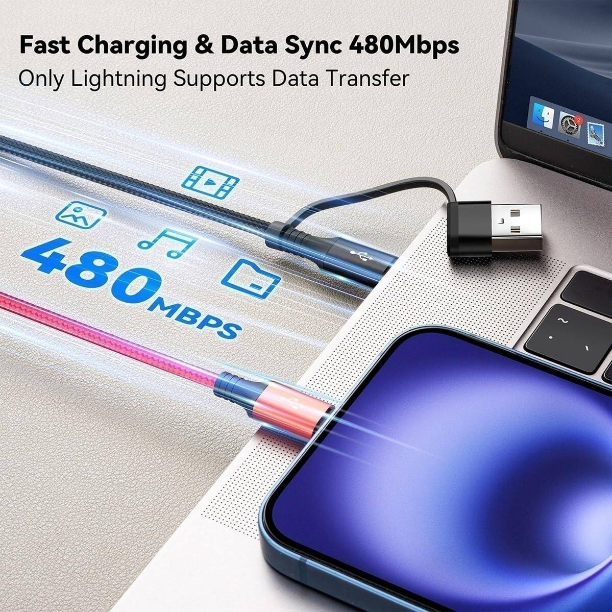 Fast Charging & Data Sync 480Mbps  
Only Lightning Supports Data Transfer  
480MBPS