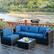 Alt View 5. Costway - 5PCS Patio Rattan Furniture Set Cushioned Sofa Chair Coffee Table - Navy.