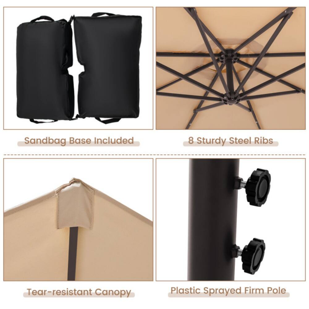 - Sandbag Base Included
- 8 Sturdy Steel Ribs
- Tear-resistant Canopy
- Plastic Sprayed Firm Pole
