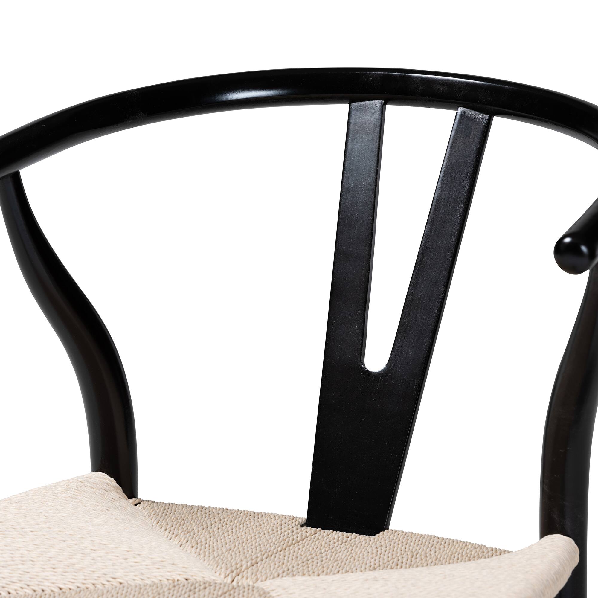 Back. Baxton Studio - Paxton Modern Finished Wood 2-Piece Dining Chair Set - Black/Beige.