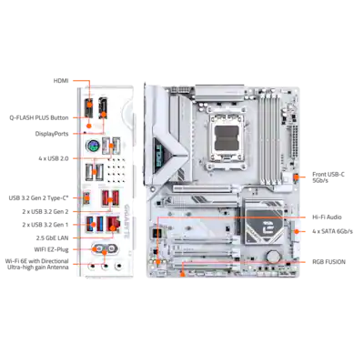 GIGABYTE B850 EAGLE WIFI7 ICE (Socket AM5) AMD B850 ATX DDR5 Wi Fi GIGABYTE B850 EAGLE WIFI7 ICE (Socket AM5) AMD B850 ATX DDR5 Wi Fi